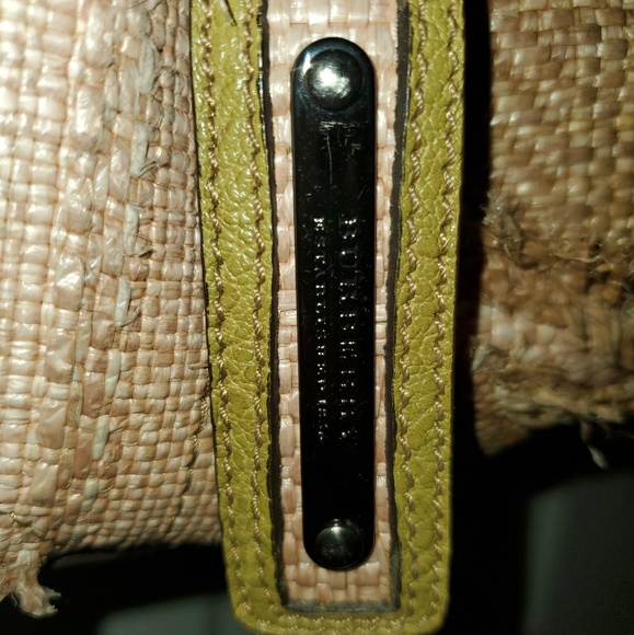 100% Authentic Burberry Satchel Rare Green Leather / Staw - Picture 2 of 8